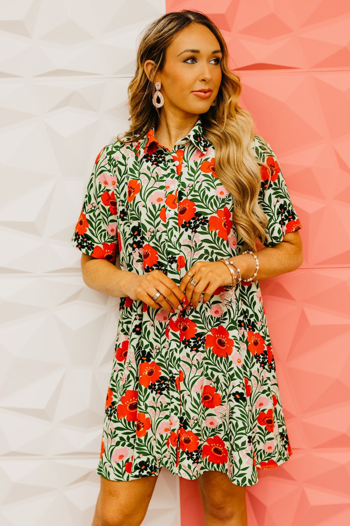 The Daleyza Floral Button Up Mini Dress
