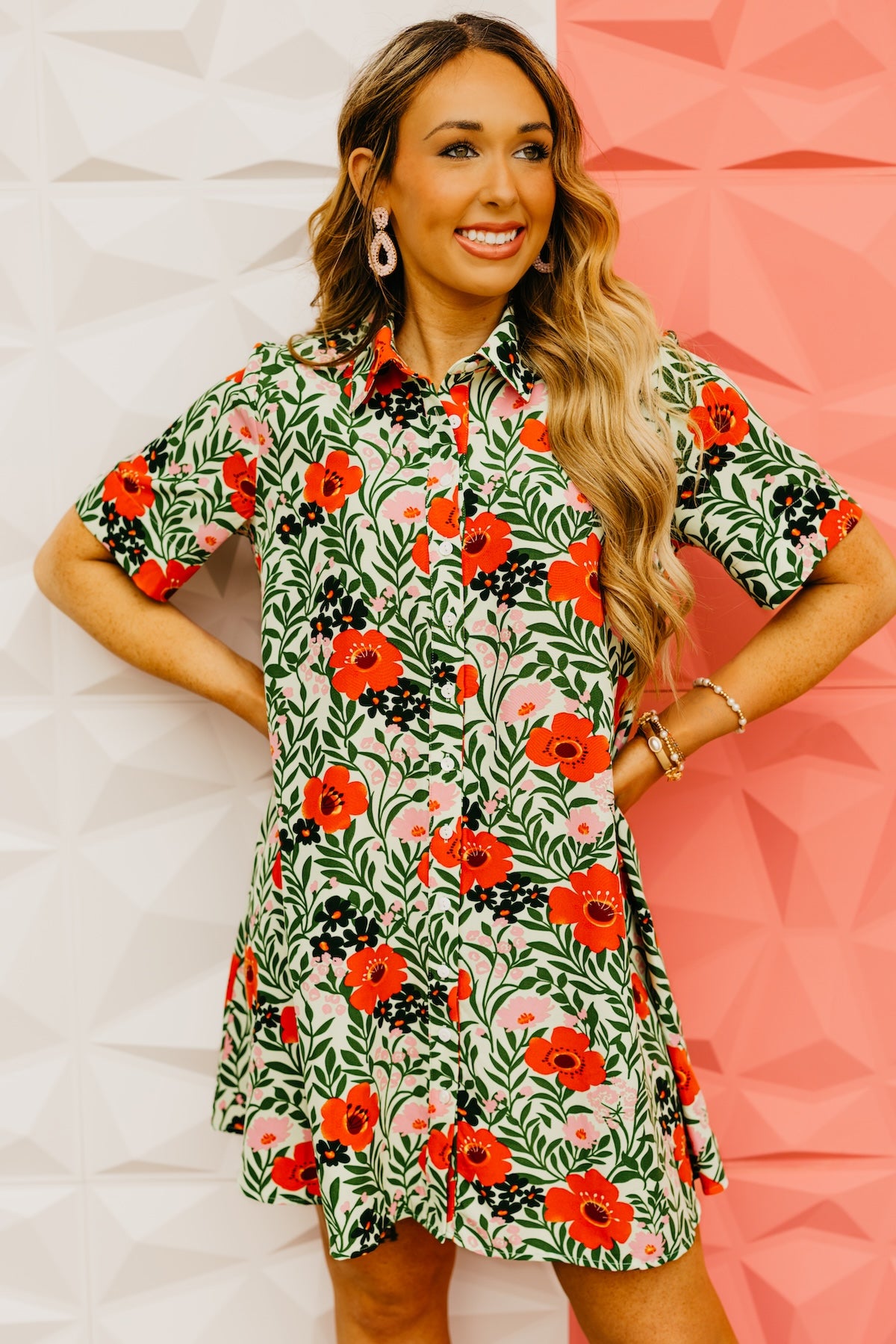 The Daleyza Floral Button Up Mini Dress