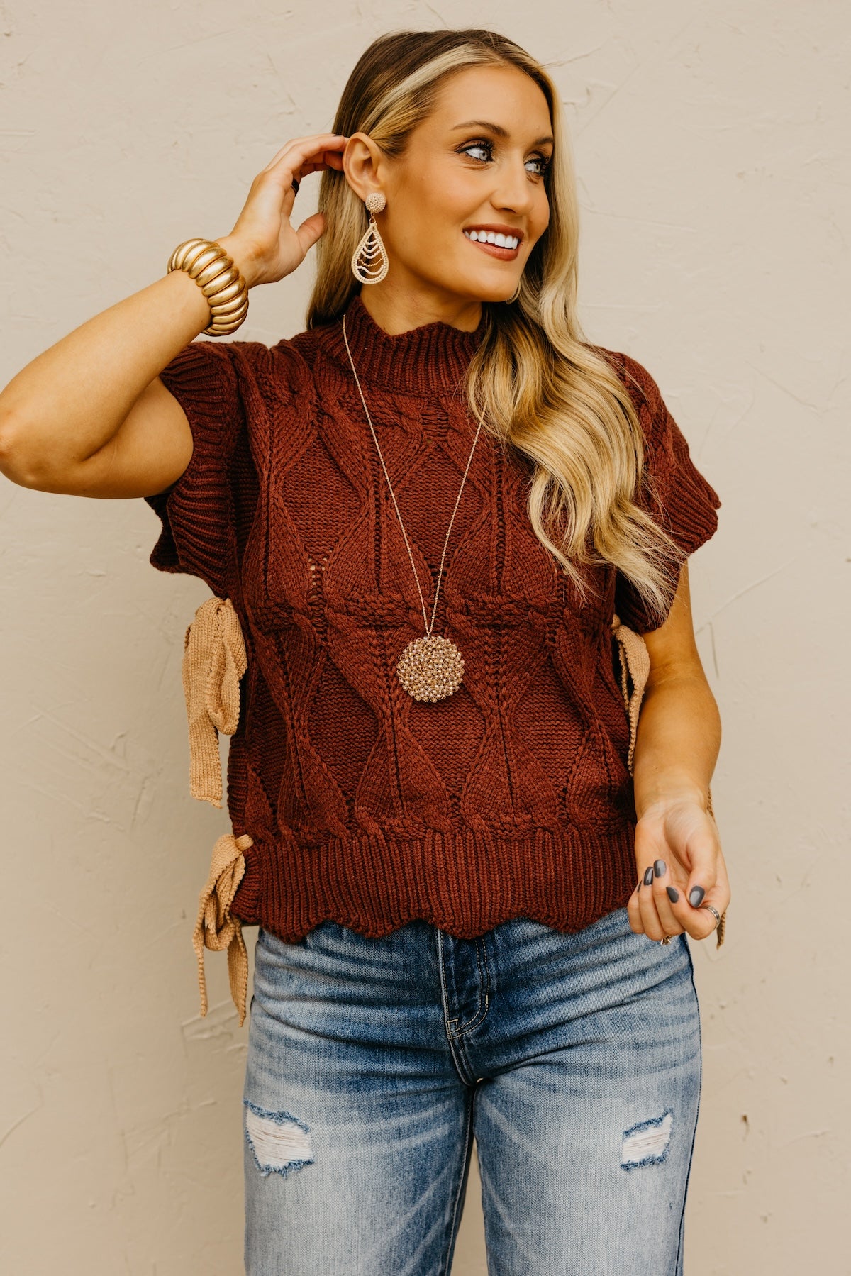 Side tie sweater cheap