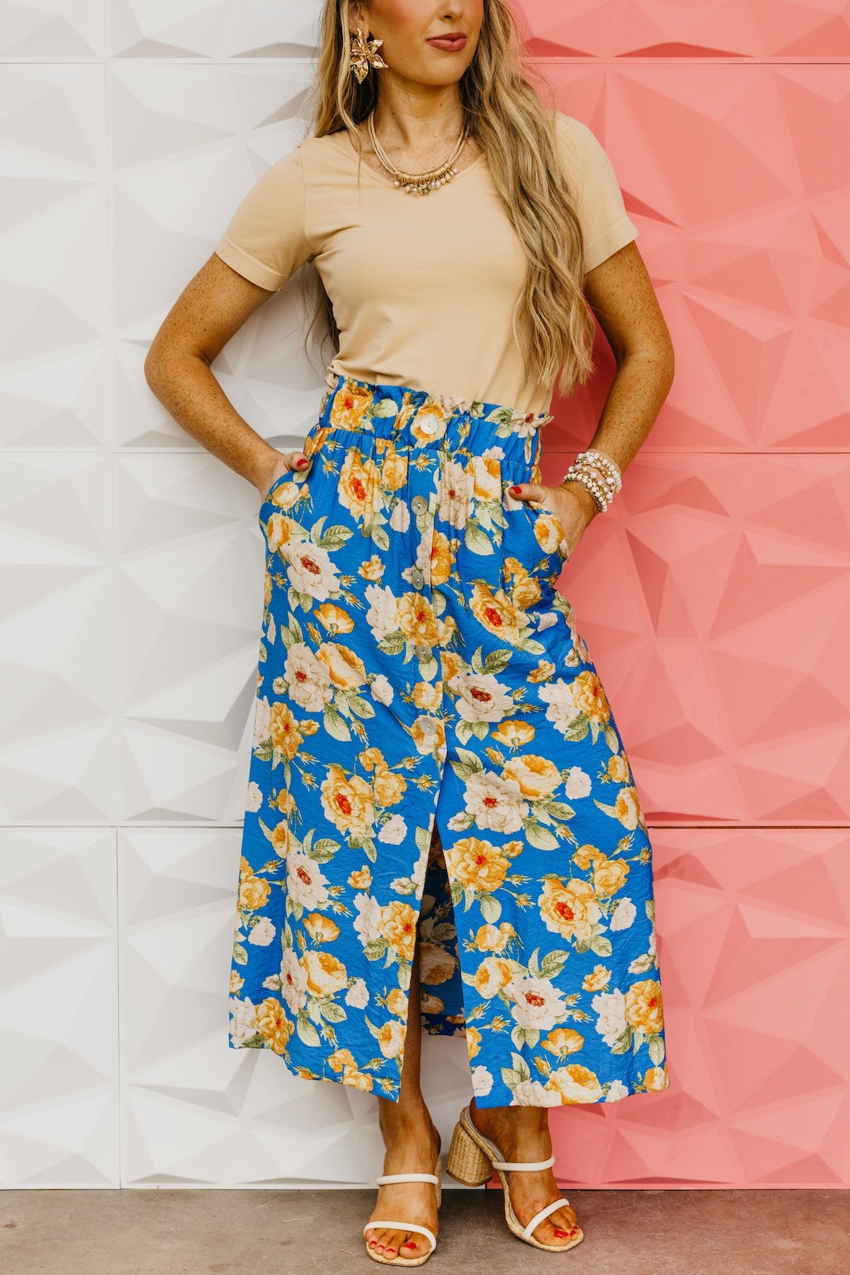 The Valeria Floral Button-Down Skirt