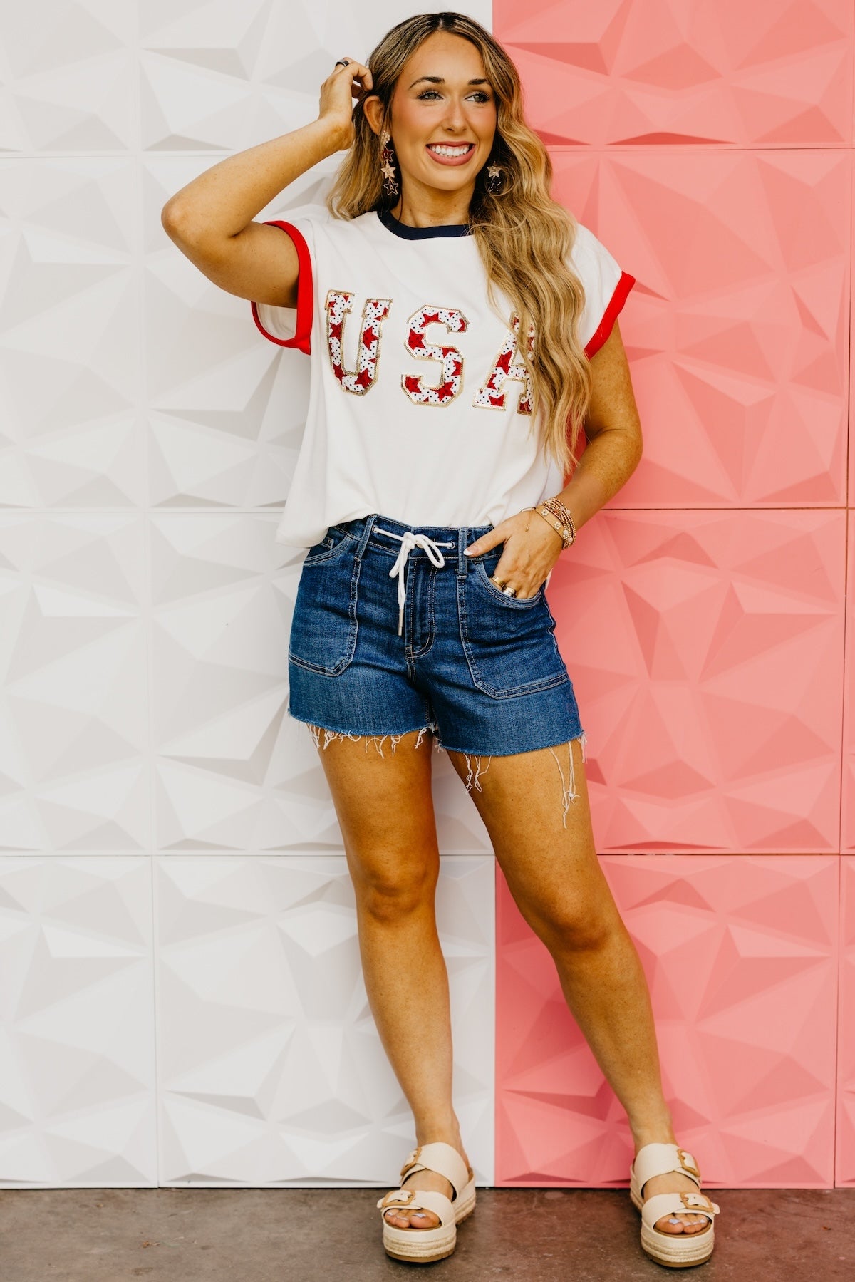 The Freedom Sequin Patch Top