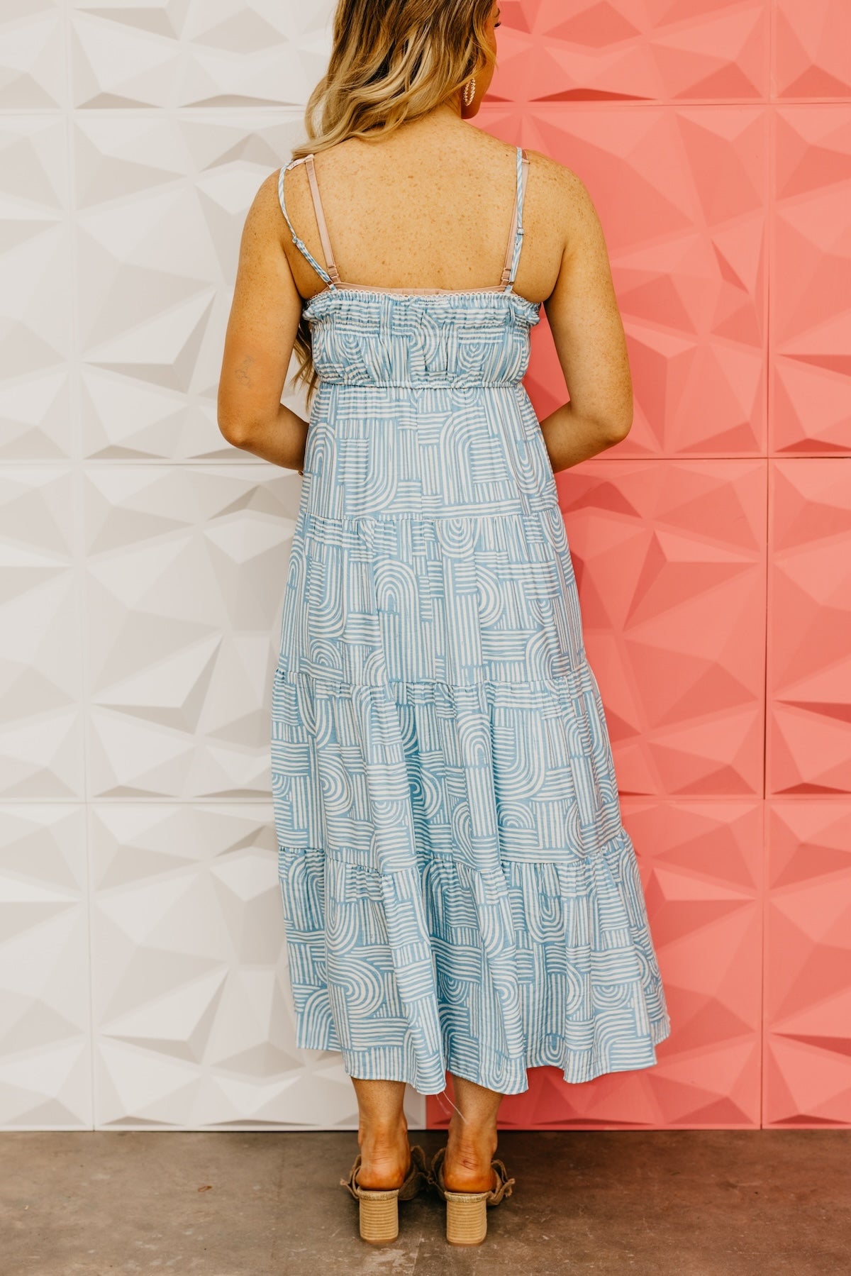 The Amanda Empire Waist Geo Print Midi Dress