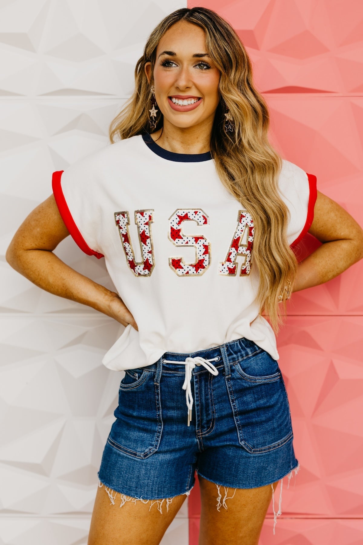 The Freedom Sequin Patch Top