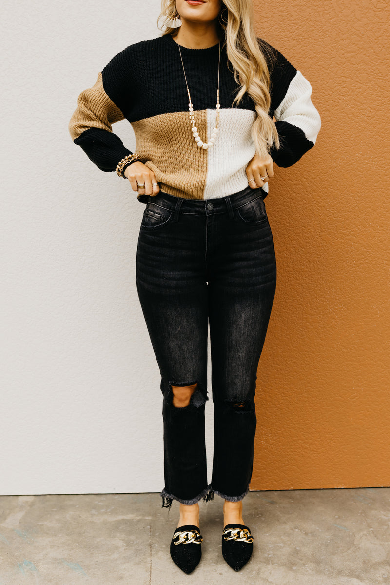 Vervet Denim | The Jeanne Distressed Crop Straight Jeans