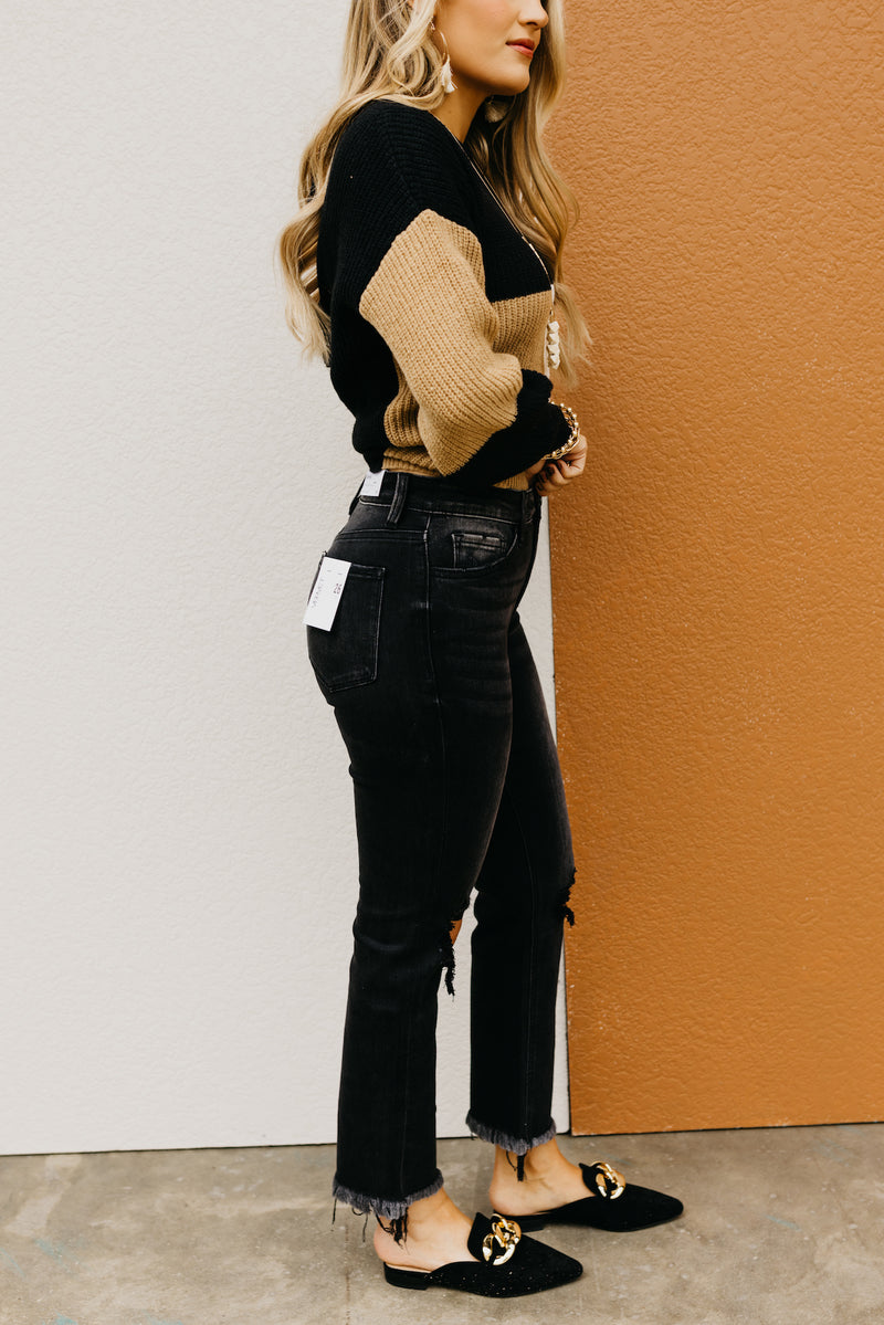 Vervet Denim | The Jeanne Distressed Crop Straight Jeans