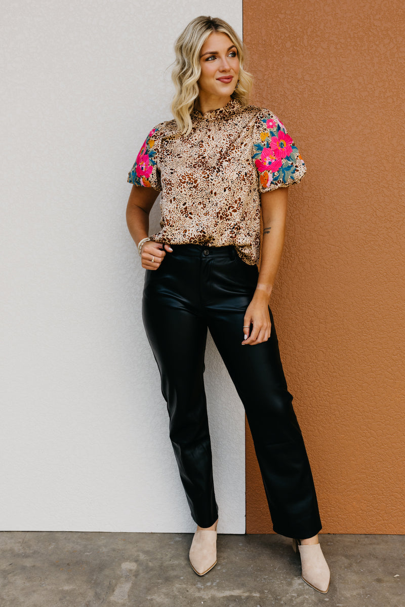 The Aubrey Embroidered Puff Sleeve Top