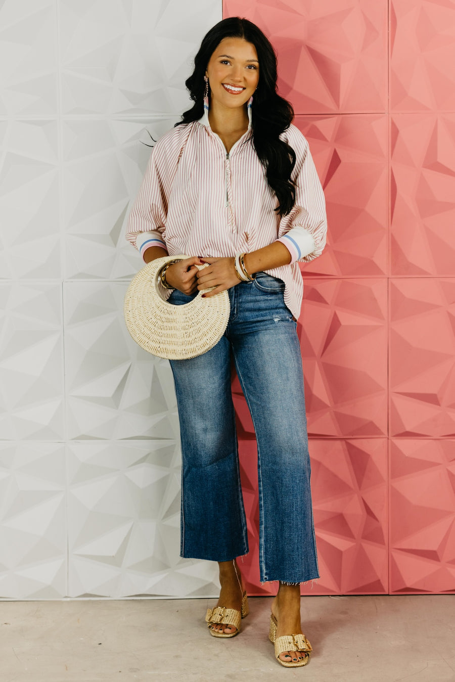 The Christopher Half Zip Striped Top