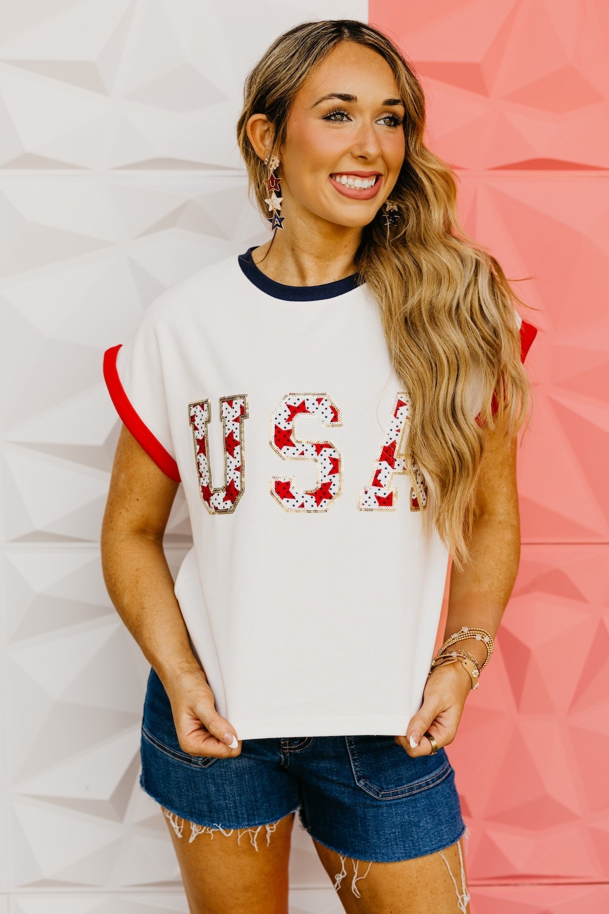 The Freedom Sequin Patch Top