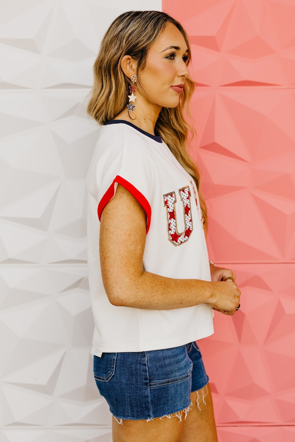 The Freedom Sequin Patch Top