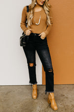 Vervet Denim | The Jeanne Distressed Crop Straight Jeans