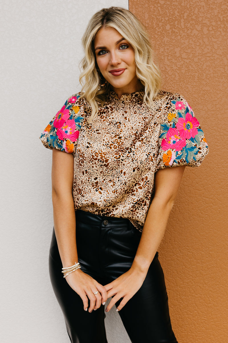 The Aubrey Embroidered Puff Sleeve Top