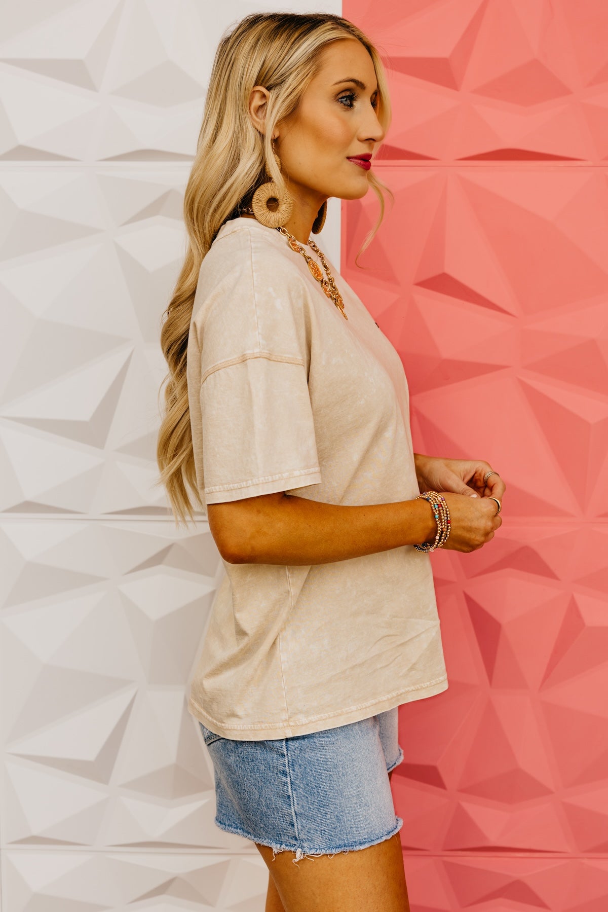 The Good Vibes Mineral Wash Embroidered Tee