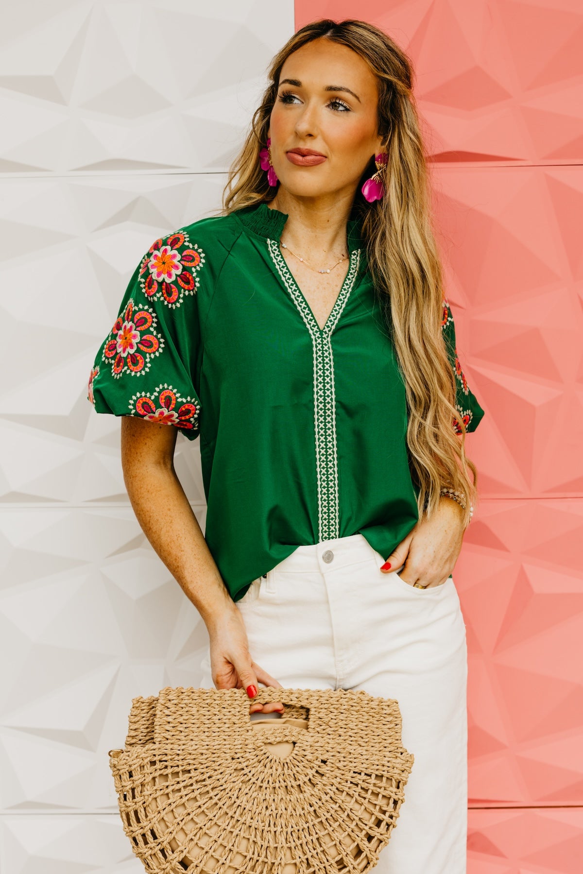 The Trey Embroidered Puff Sleeve Top