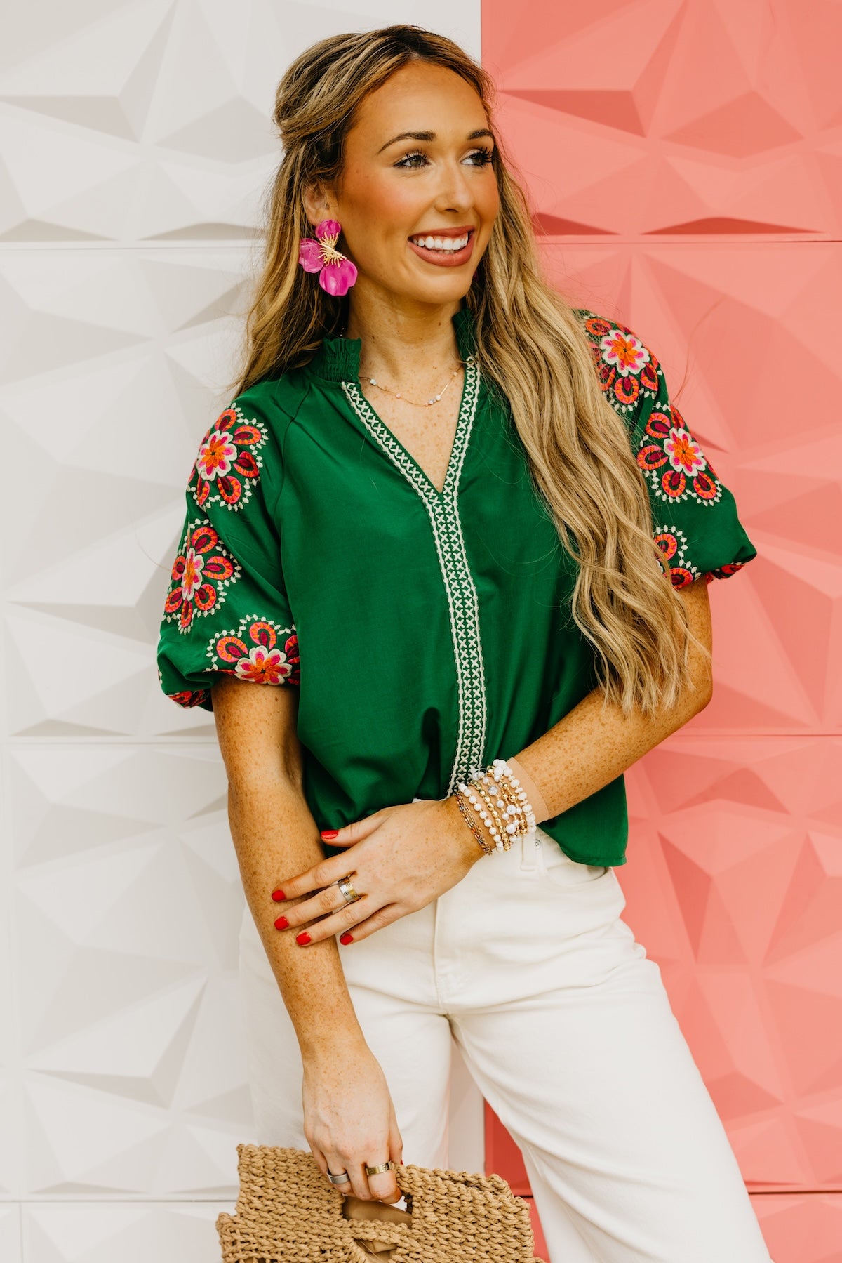 The Trey Embroidered Puff Sleeve Top