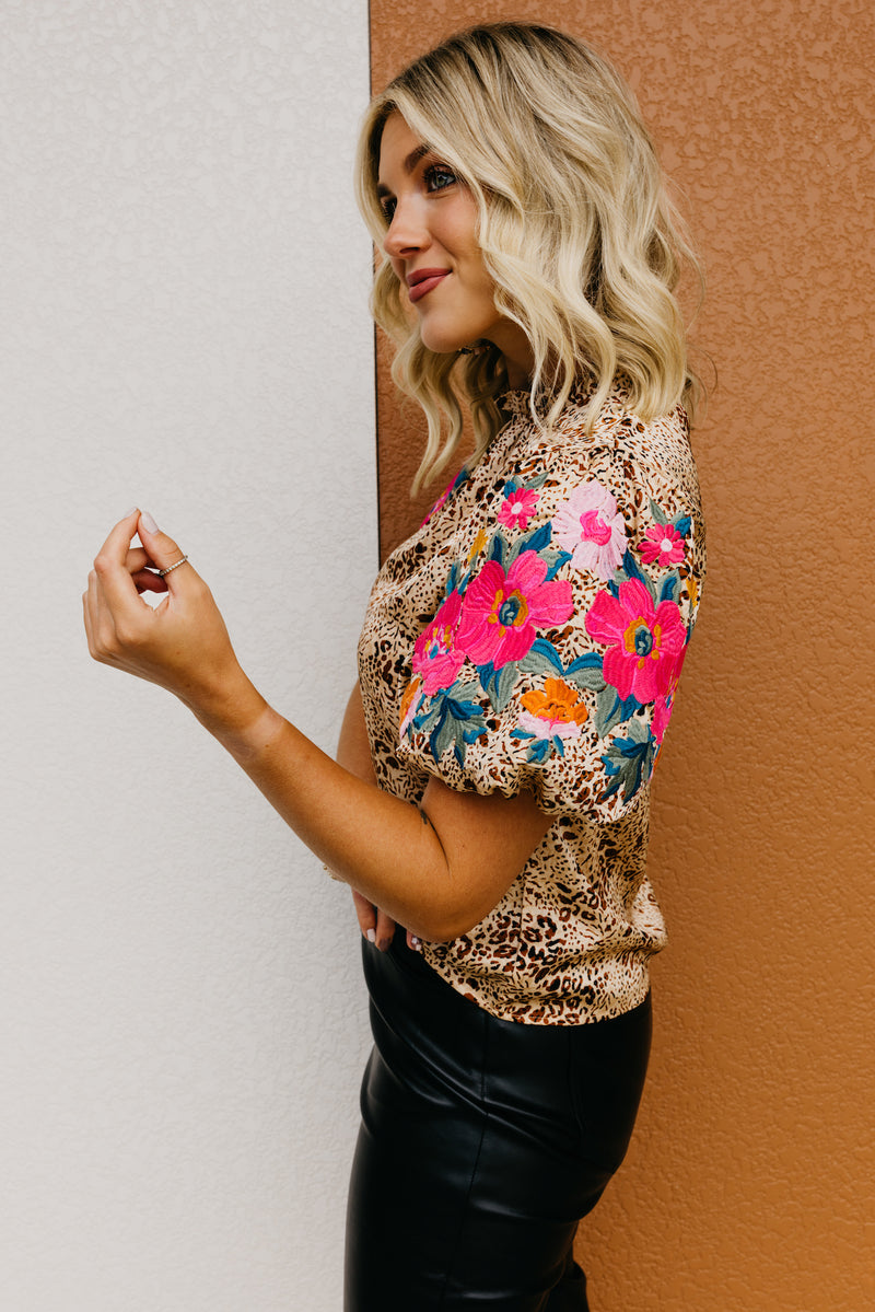 The Aubrey Embroidered Puff Sleeve Top