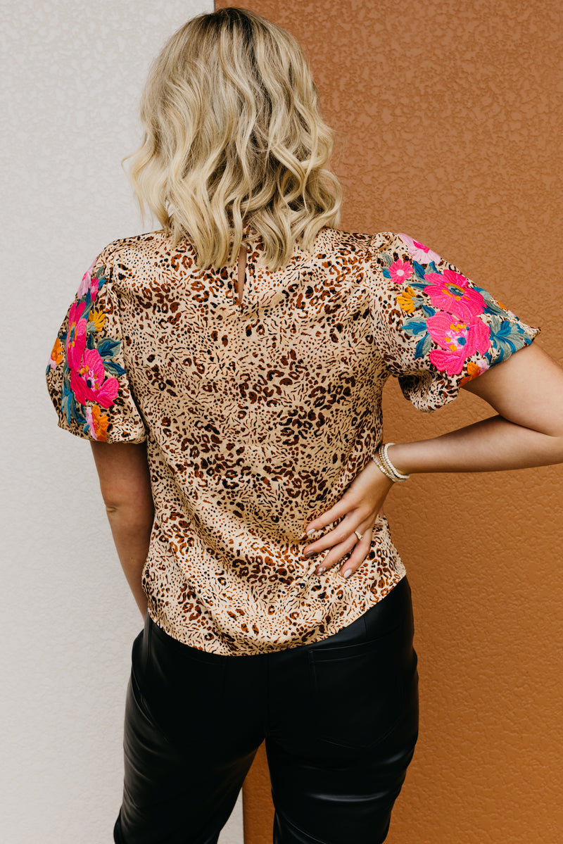 The Aubrey Embroidered Puff Sleeve Top
