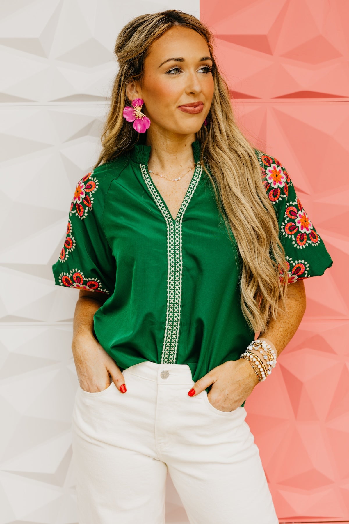 The Trey Embroidered Puff Sleeve Top