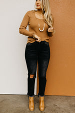 Vervet Denim | The Jeanne Distressed Crop Straight Jeans