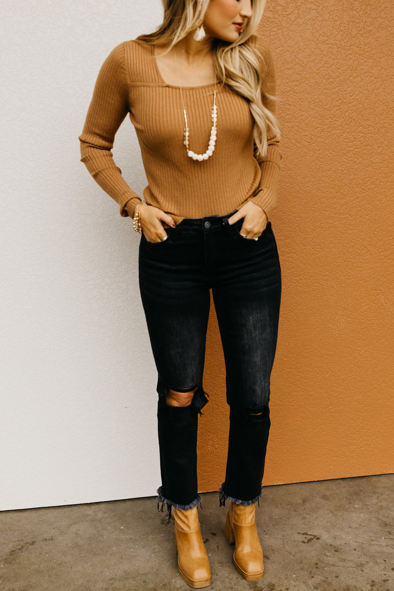 Vervet Denim | The Jeanne Distressed Crop Straight Jeans