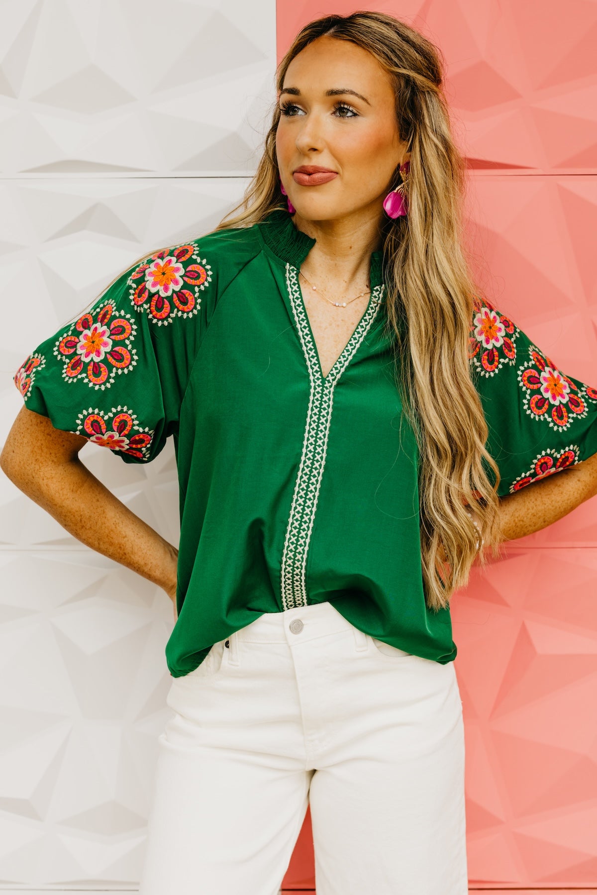 The Trey Embroidered Puff Sleeve Top