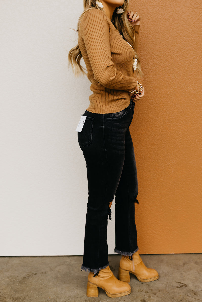 Vervet Denim | The Jeanne Distressed Crop Straight Jeans