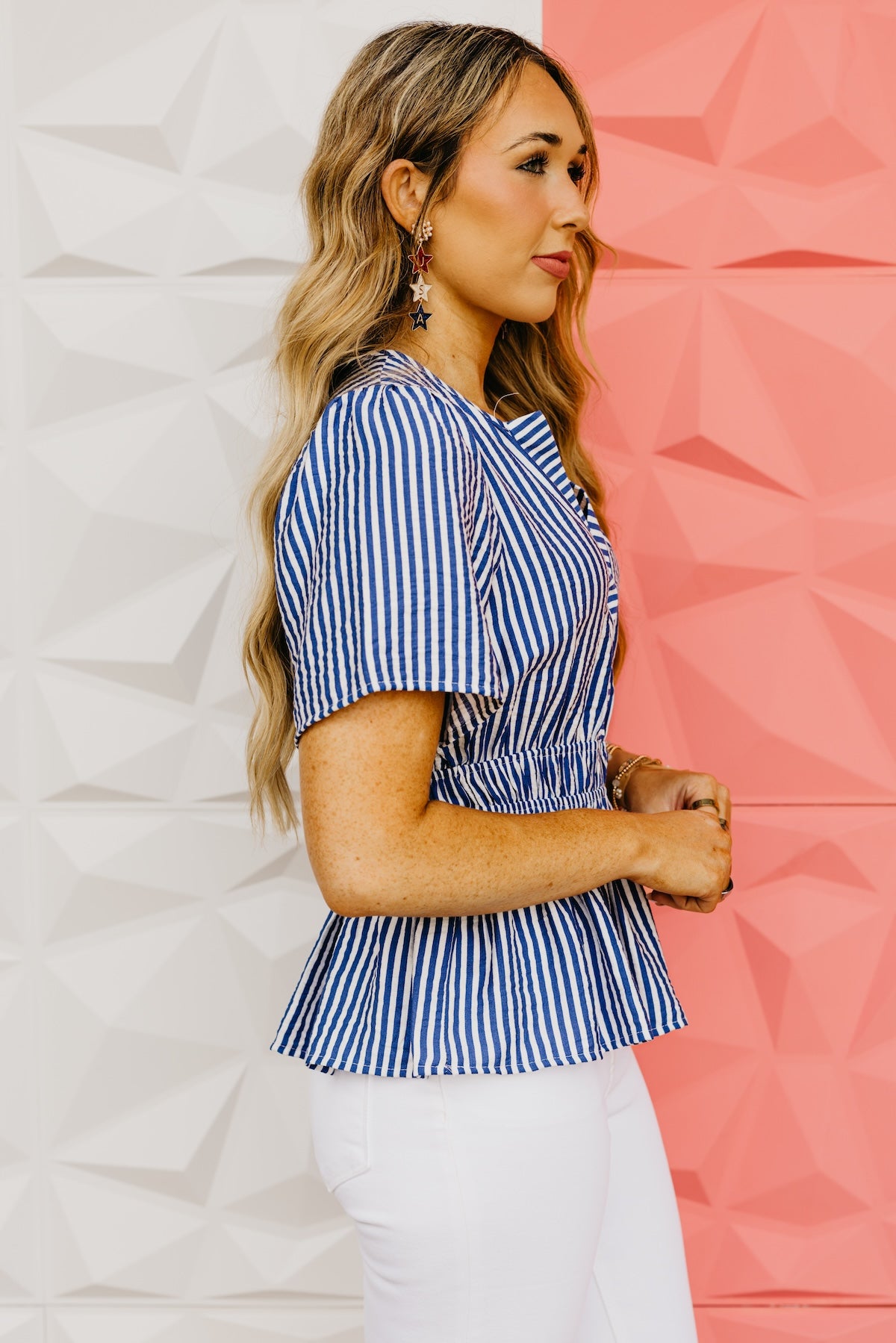 The Ezequiel Striped V Neck Blouse