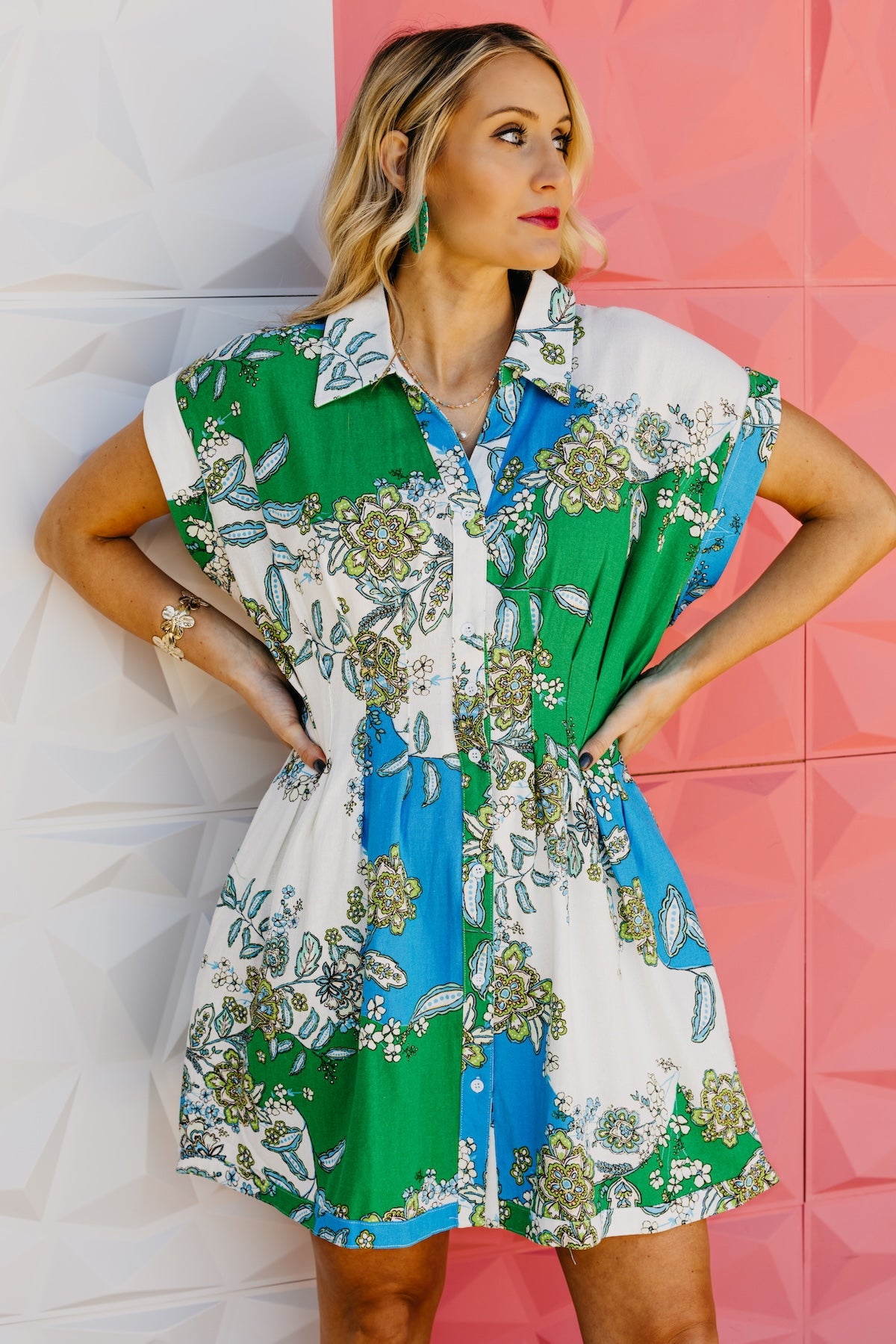 The Helena Pleated Waist Mini Dress
