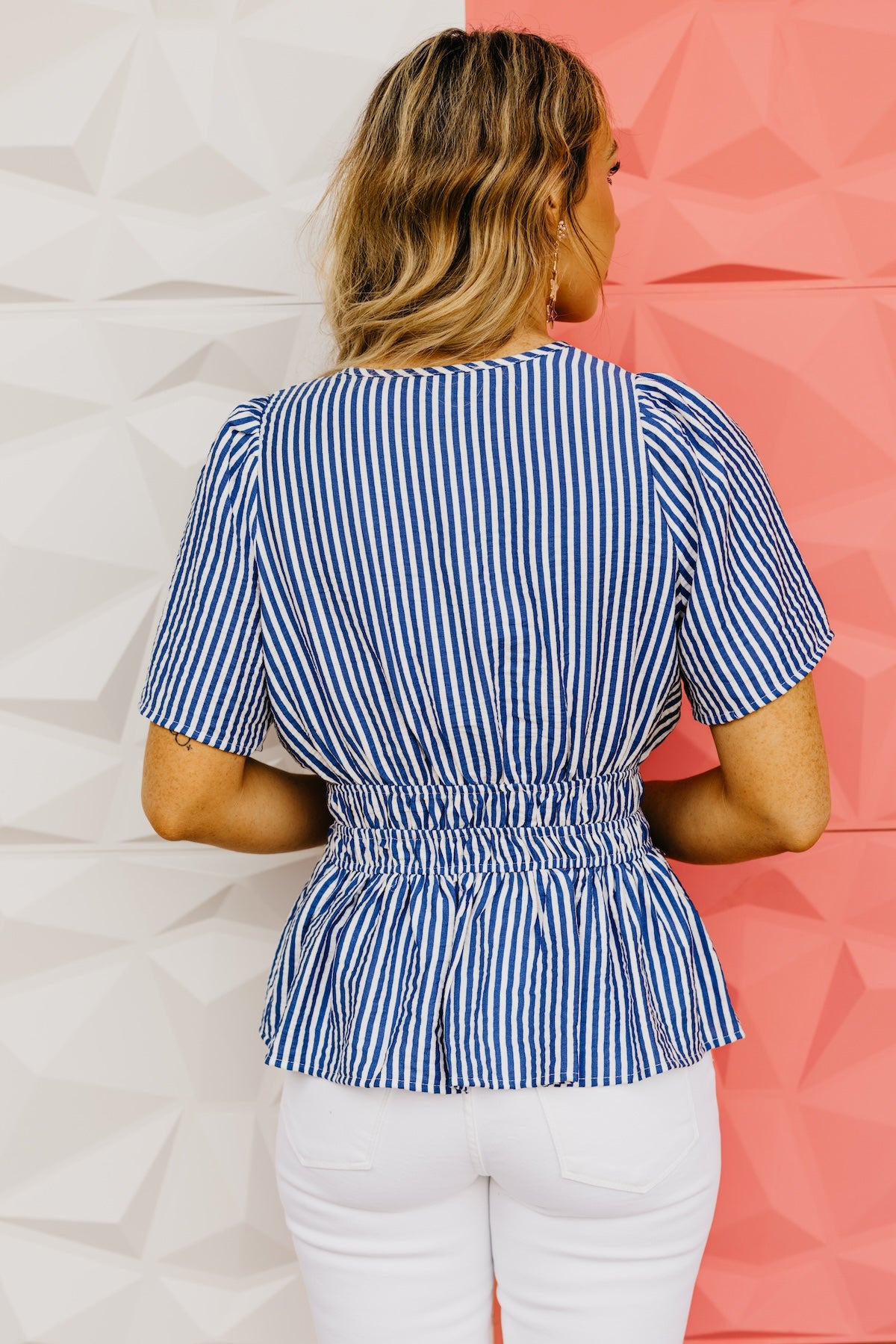 The Ezequiel Striped V Neck Blouse
