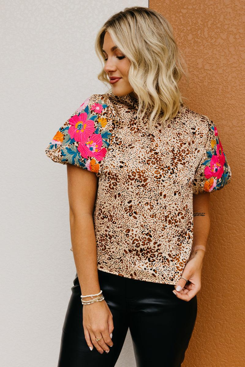 The Aubrey Embroidered Puff Sleeve Top