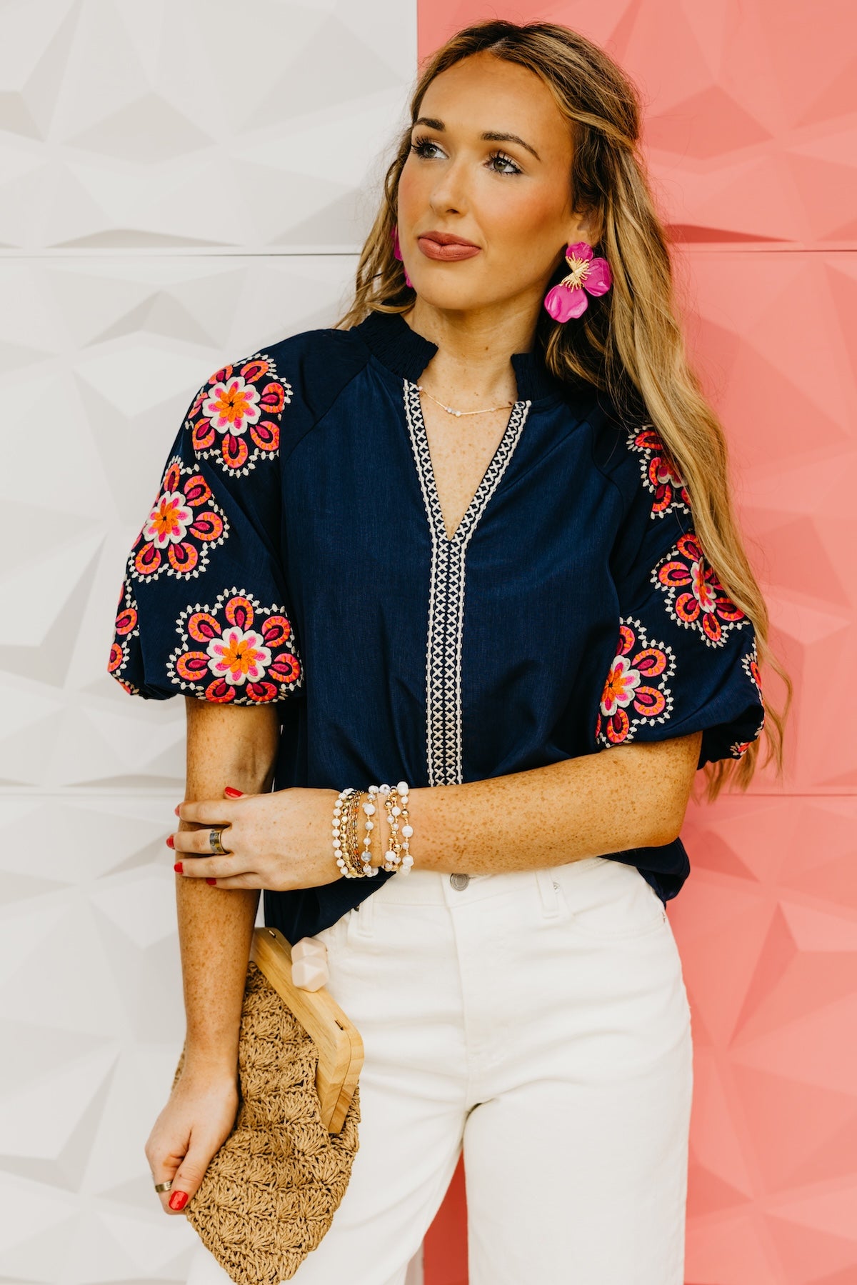 The Trey Embroidered Puff Sleeve Top