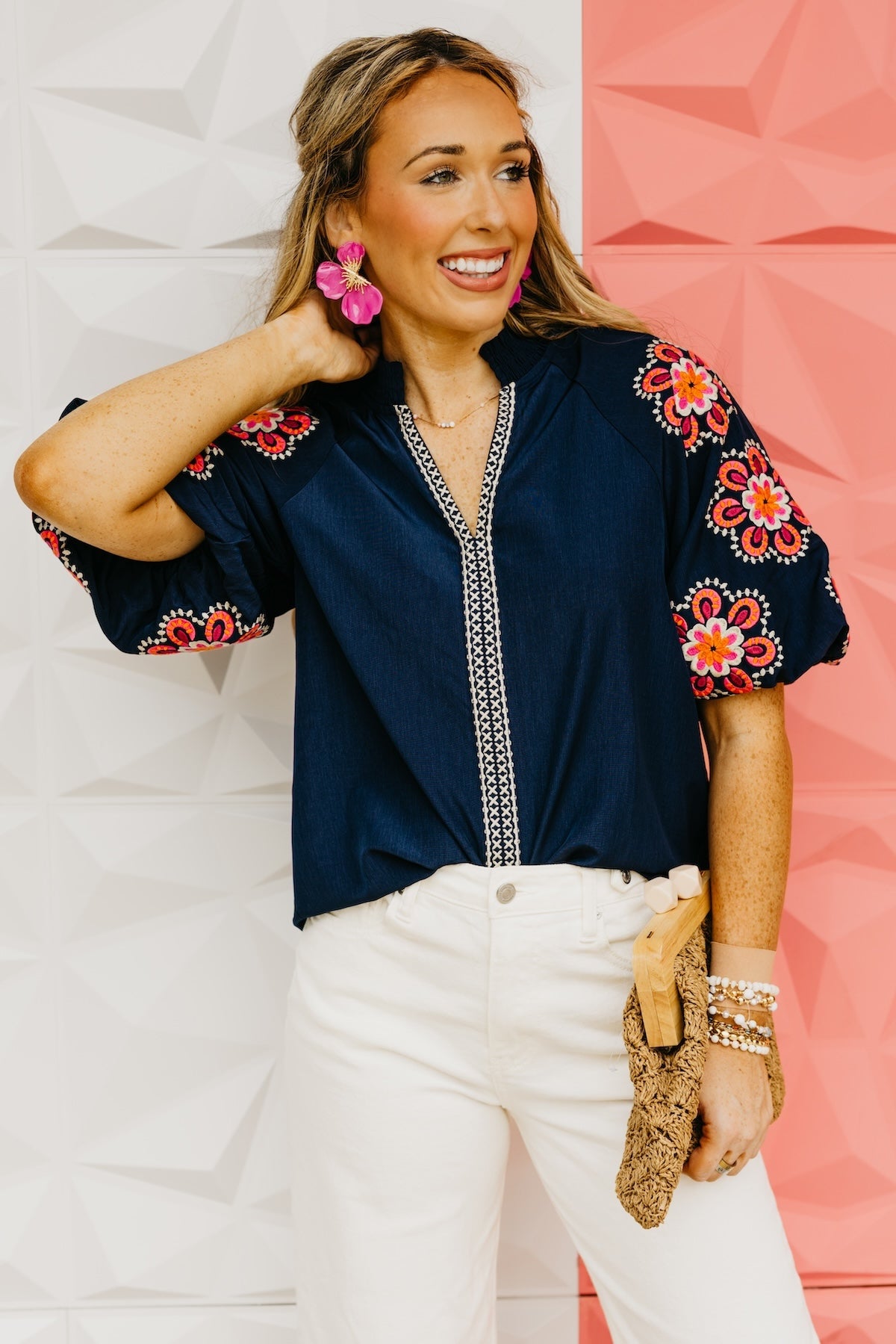 The Trey Embroidered Puff Sleeve Top