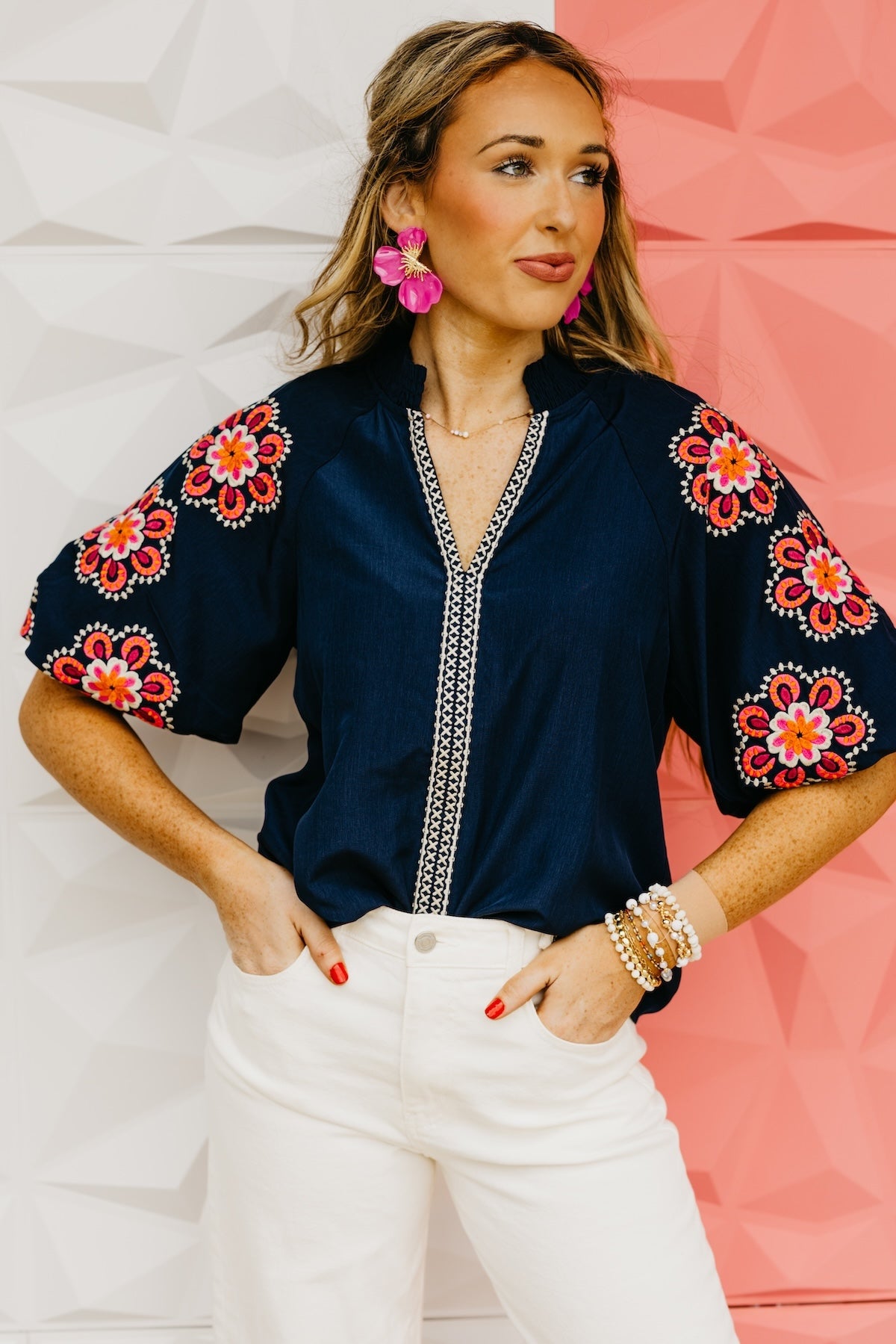 The Trey Embroidered Puff Sleeve Top