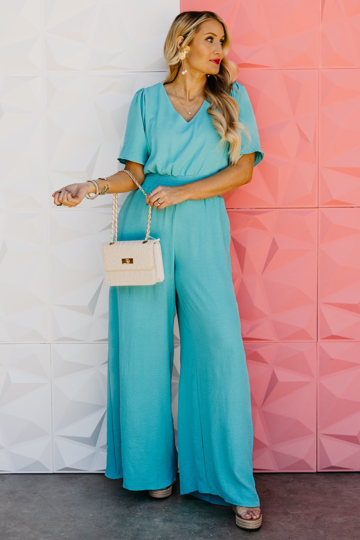 The Elena Wide Leg Woven Jumpsuit