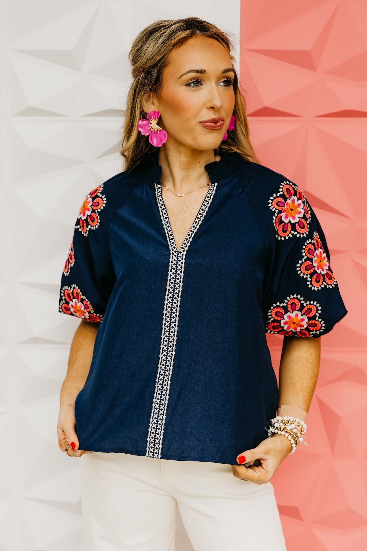 The Trey Embroidered Puff Sleeve Top