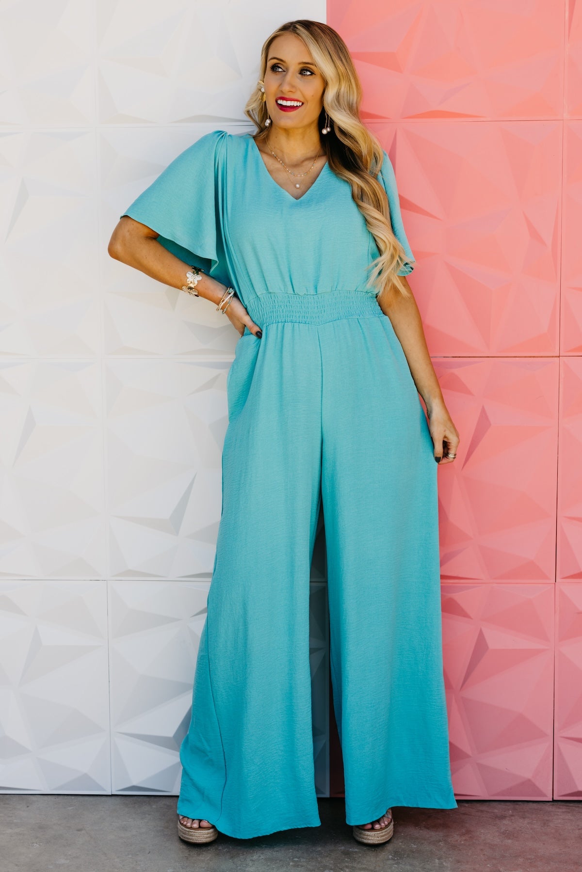 The Elena Wide Leg Woven Jumpsuit