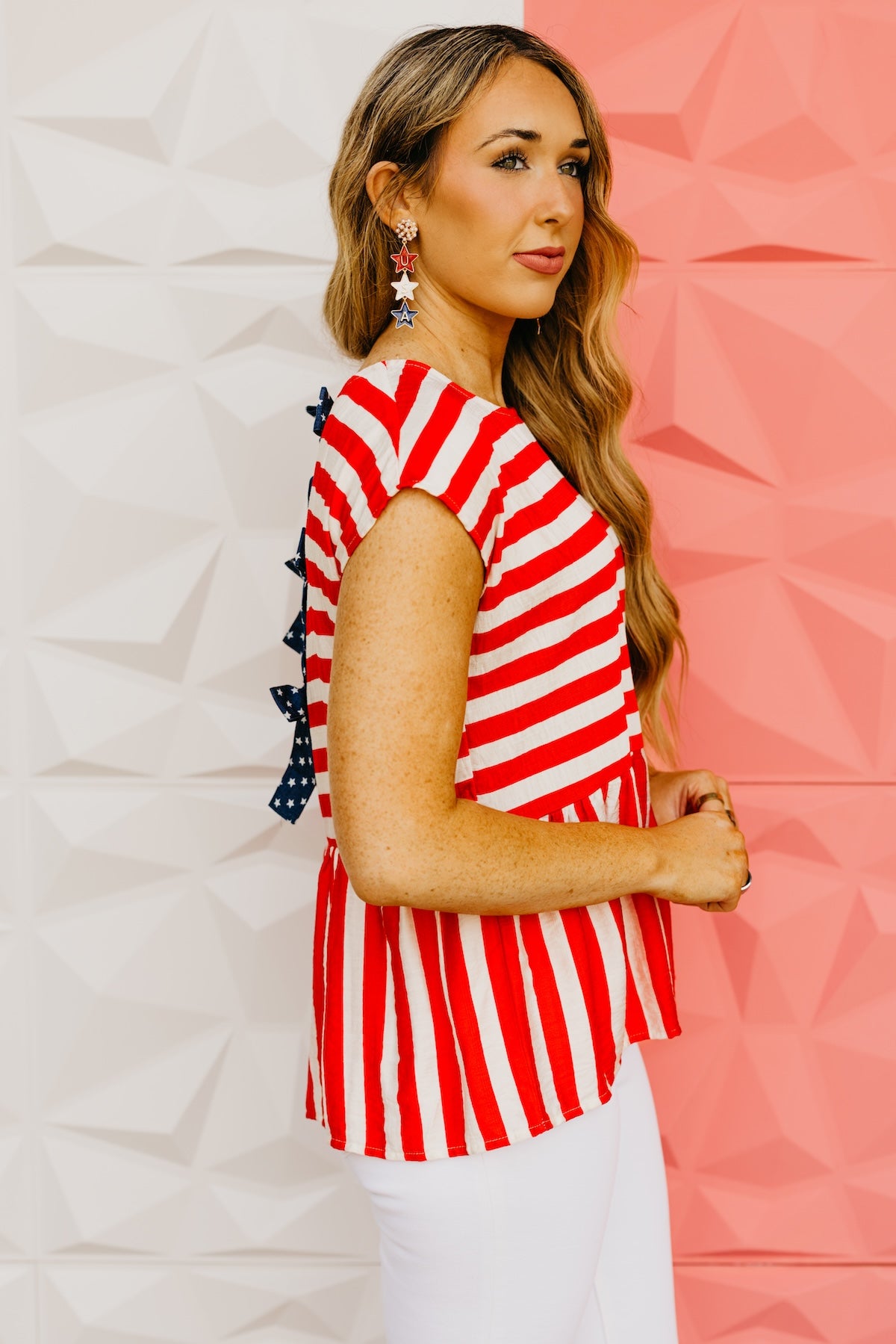 The Simmons Stripe Back Tie Blouse