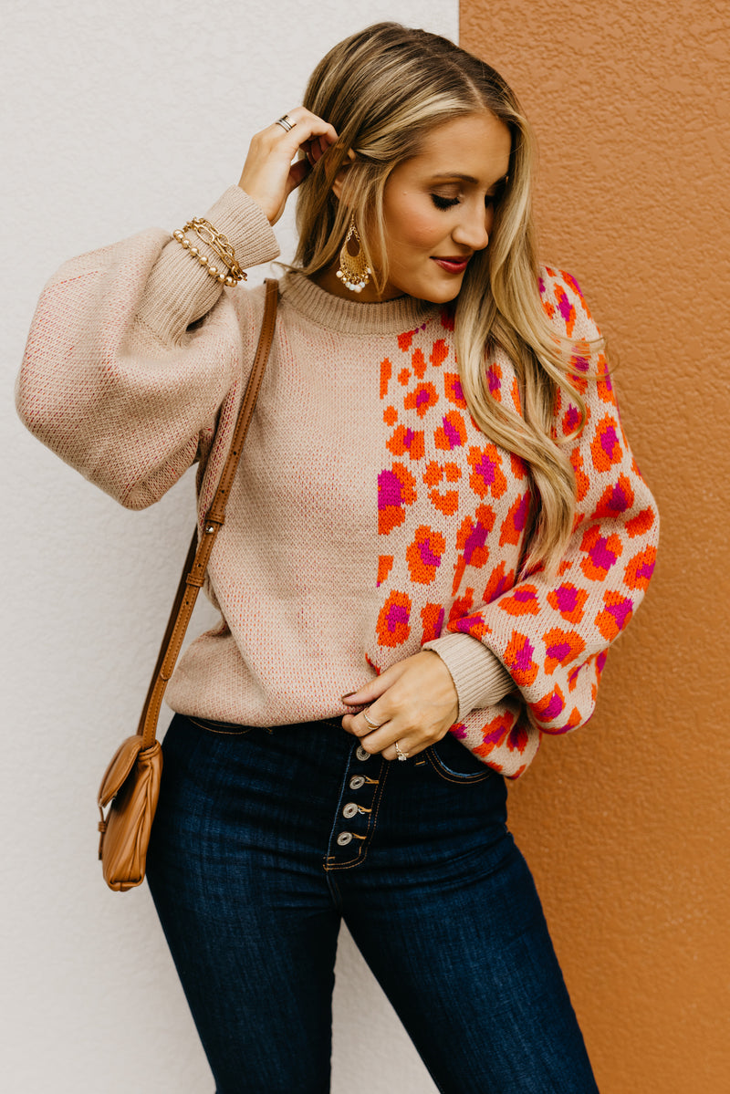 The Rayne Color Block Animal Print Sweater