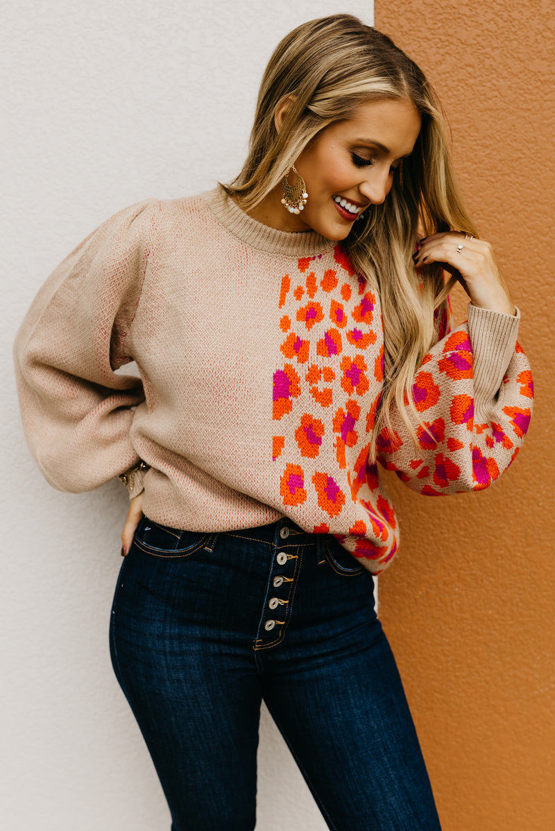 The Rayne Color Block Animal Print Sweater