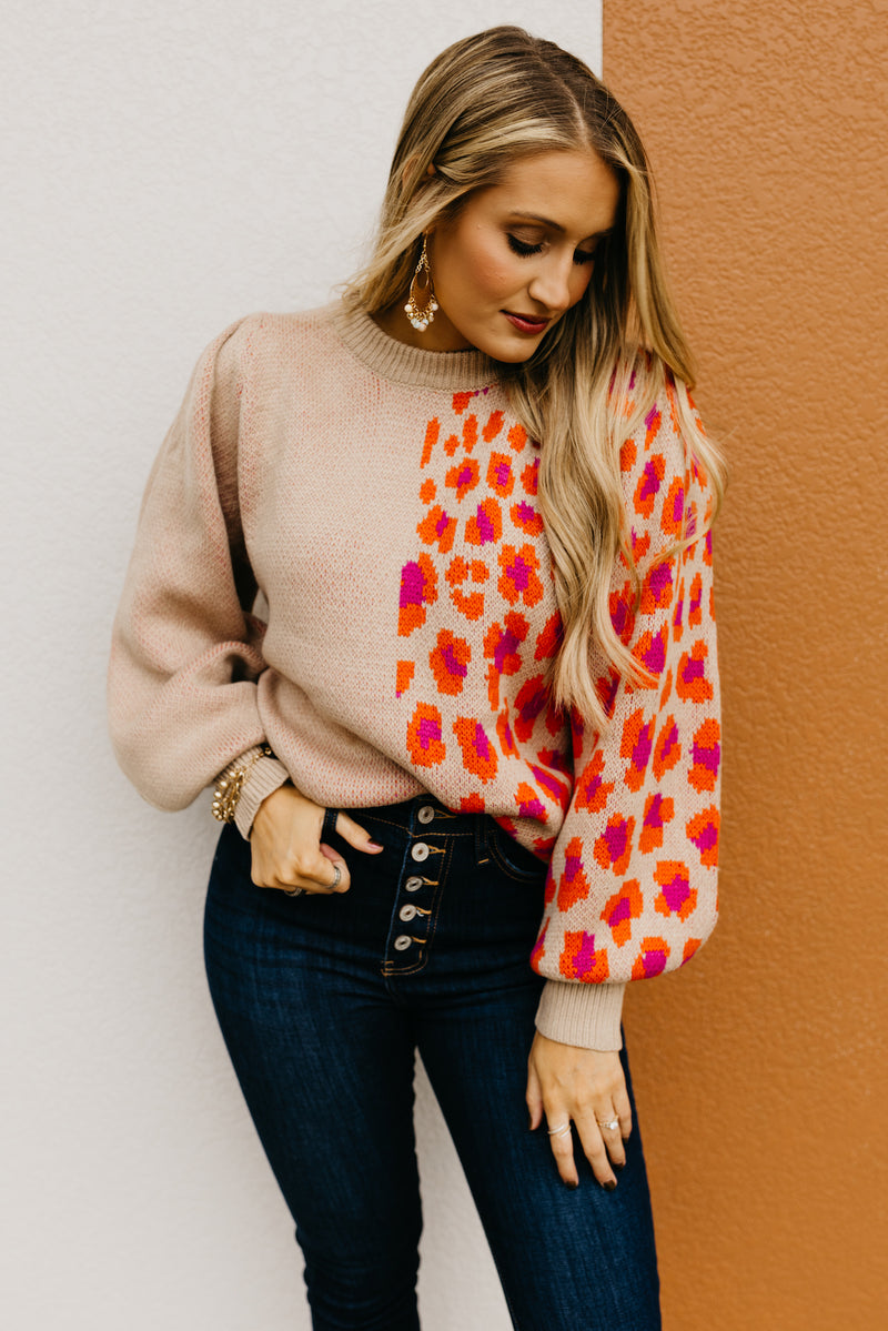 The Rayne Color Block Animal Print Sweater