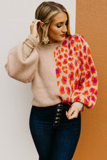 The Rayne Color Block Animal Print Sweater