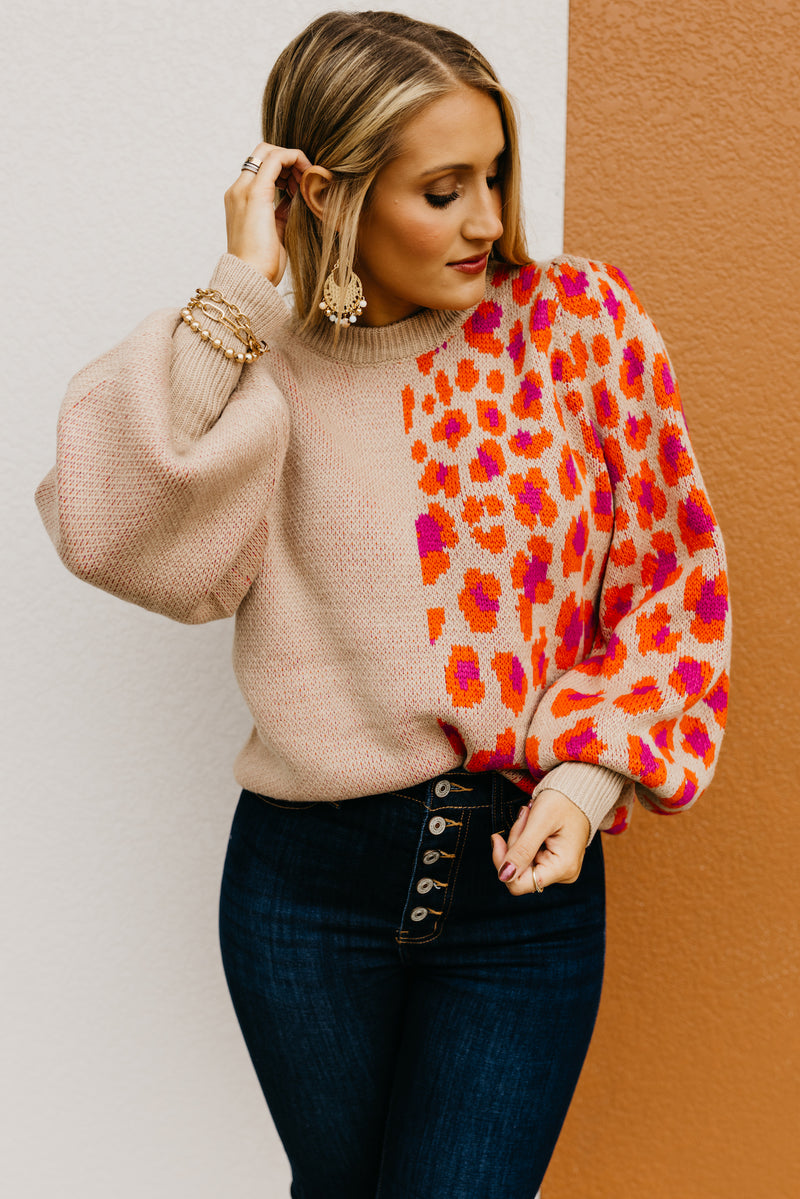 The Rayne Color Block Animal Print Sweater