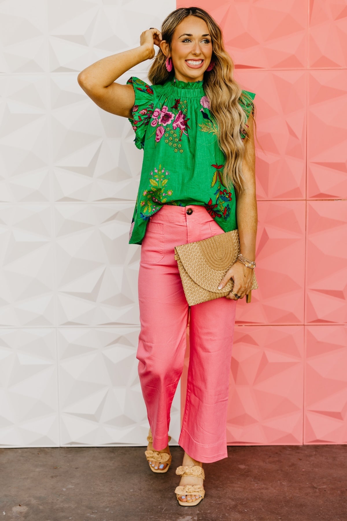 The Franklin Floral Flutter Sleeve Top