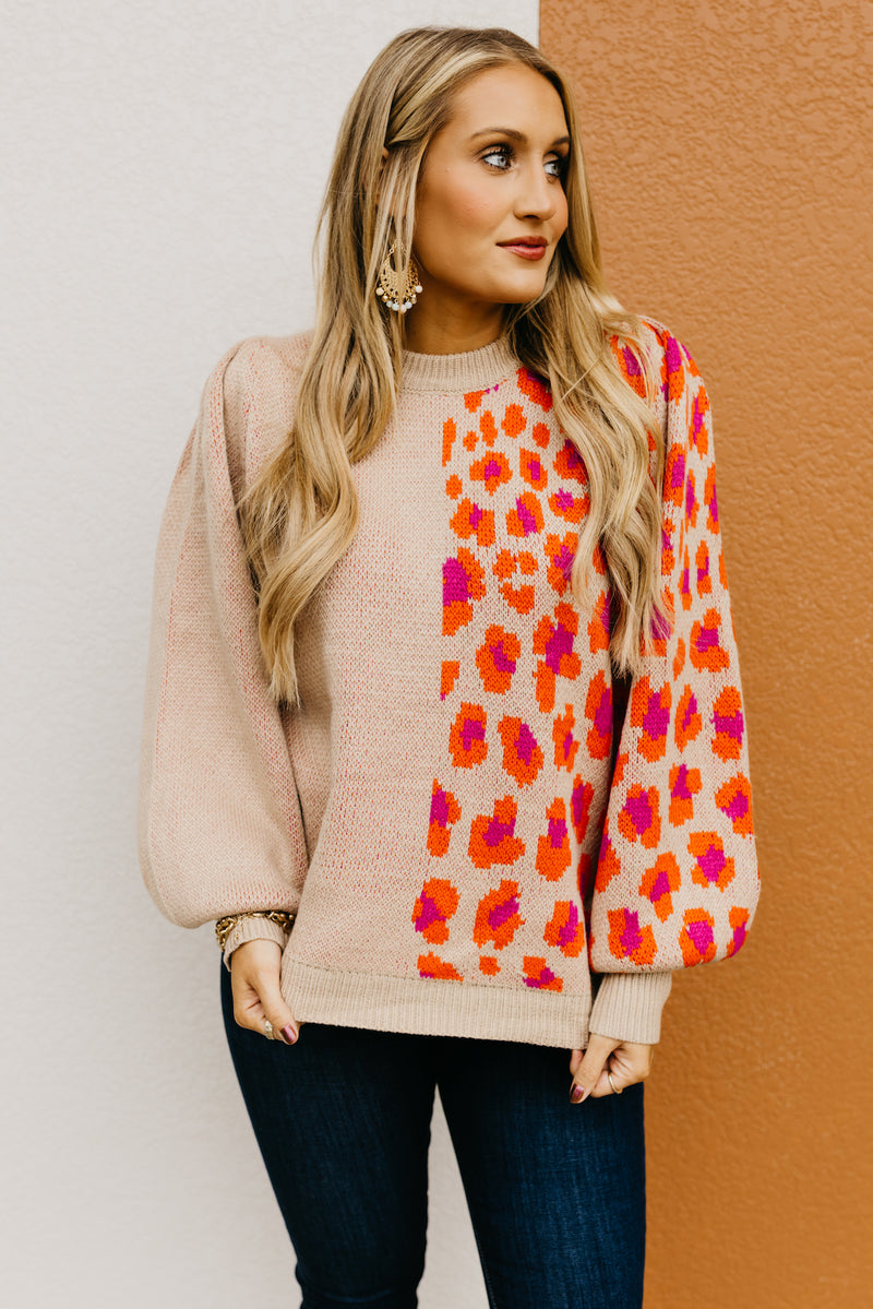 The Rayne Color Block Animal Print Sweater