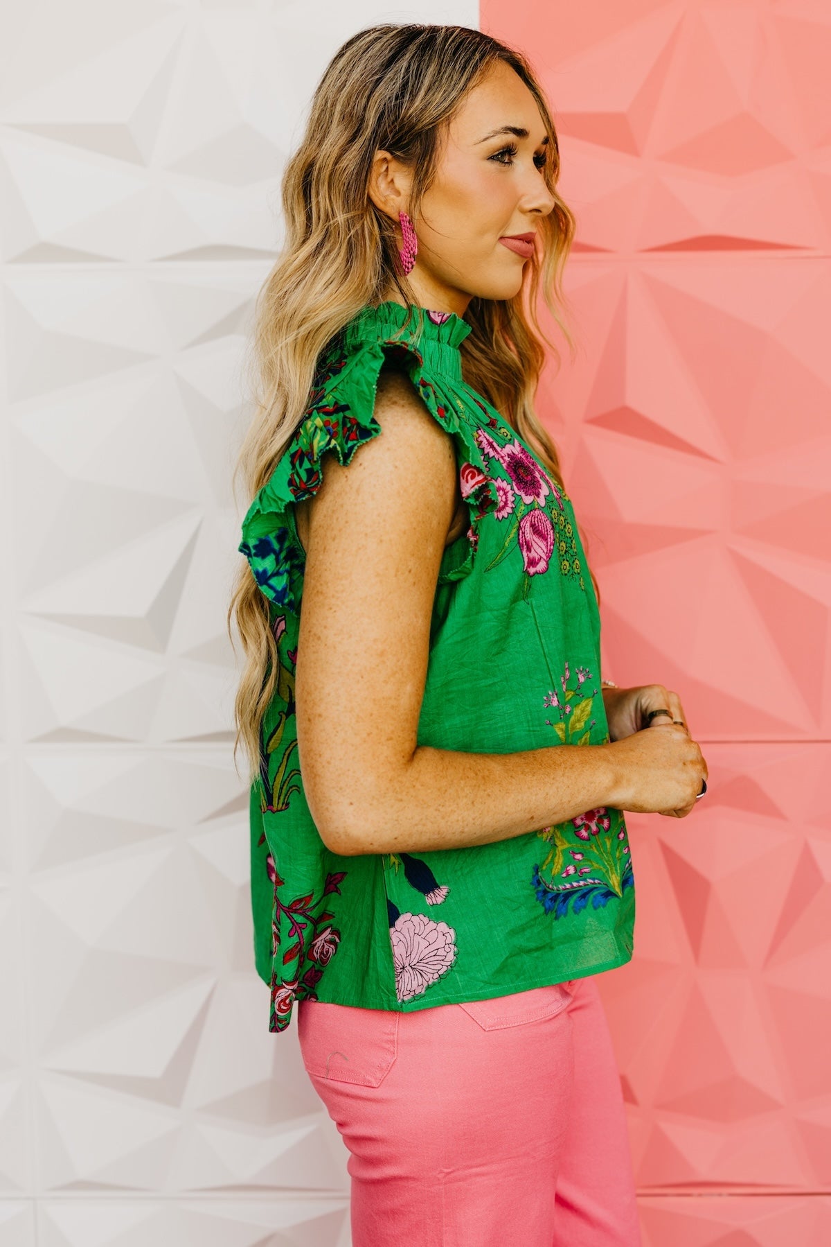 The Franklin Floral Flutter Sleeve Top