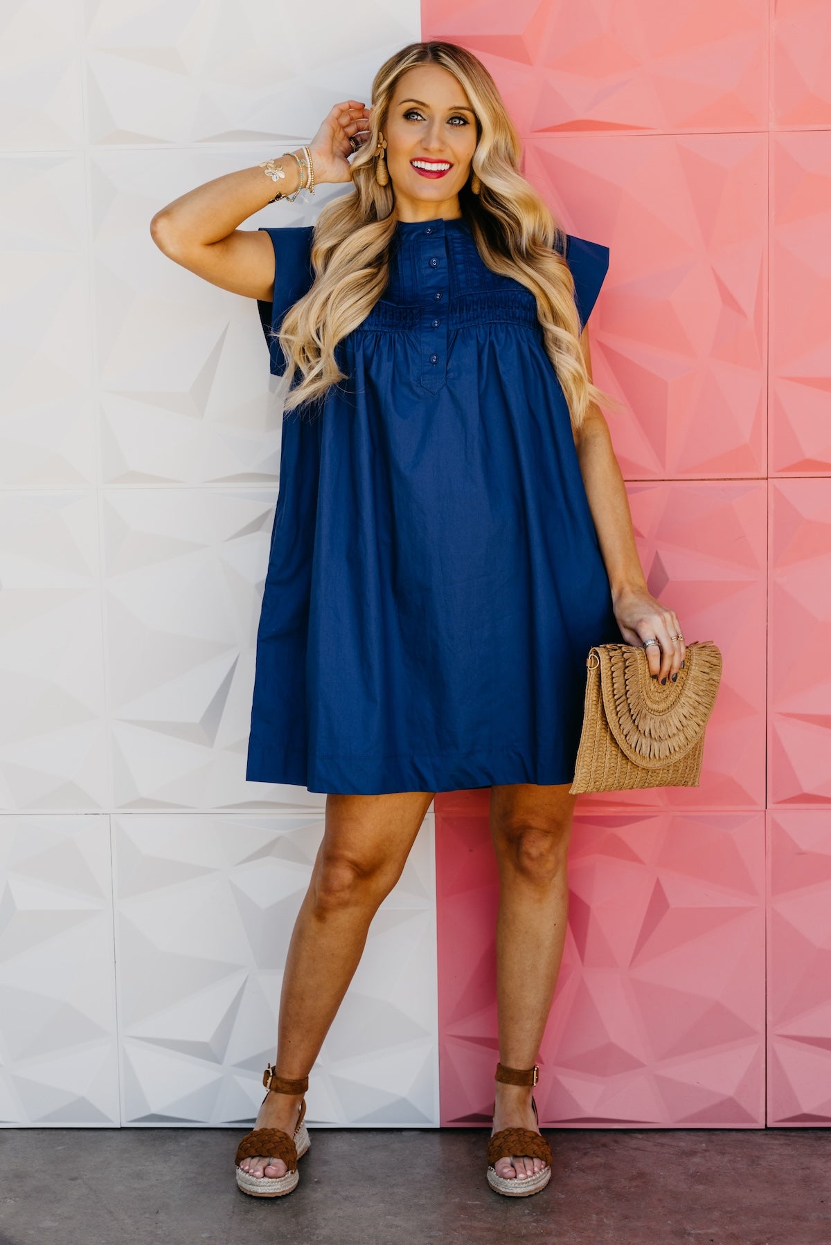 The Khloee Drop Shoulder Pintuck Mini Dress