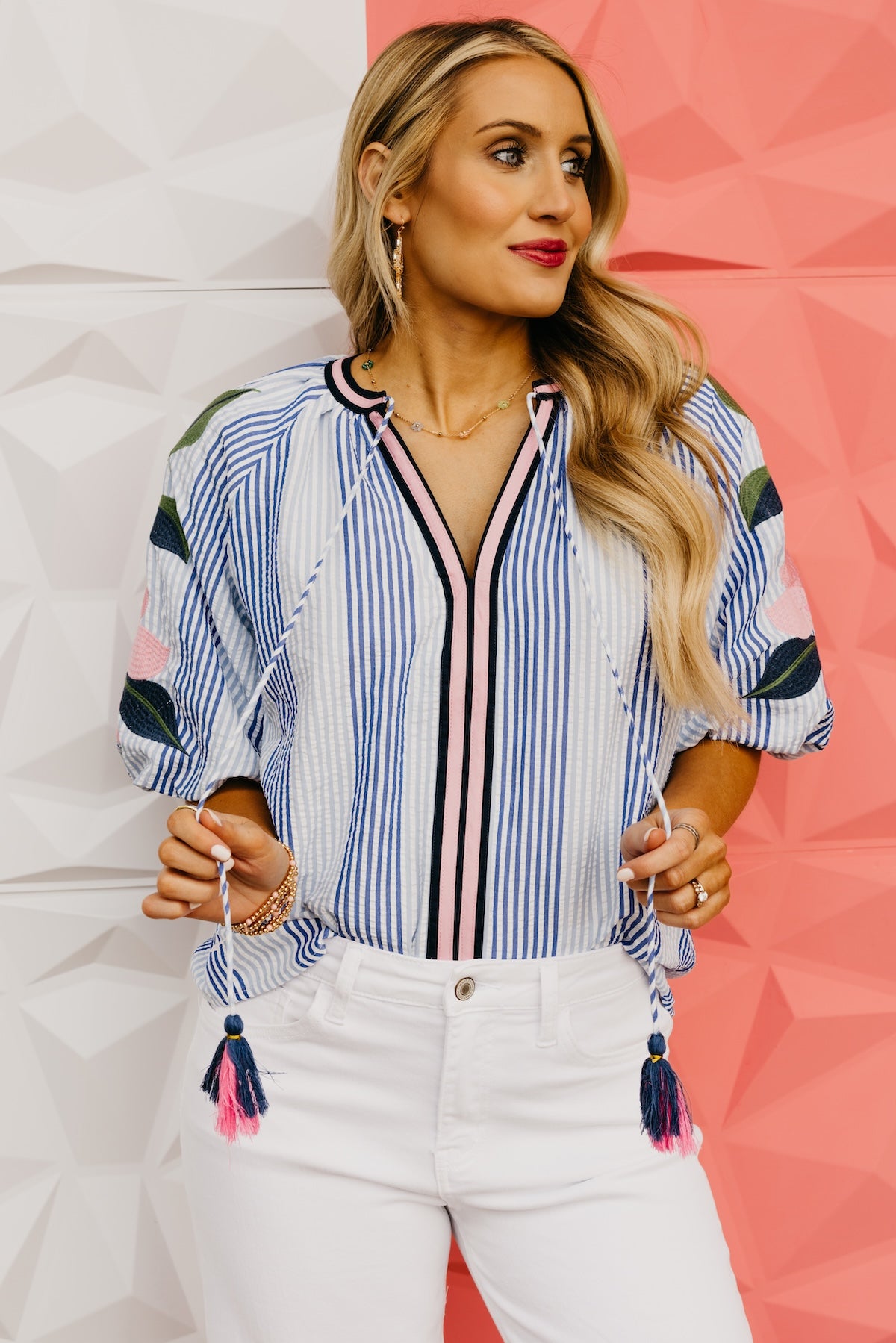 The Luca Embroidered Puff Sleeve Top