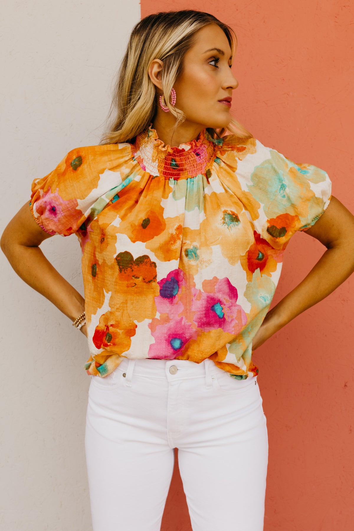 The Blakely Floral Smock Neck Top