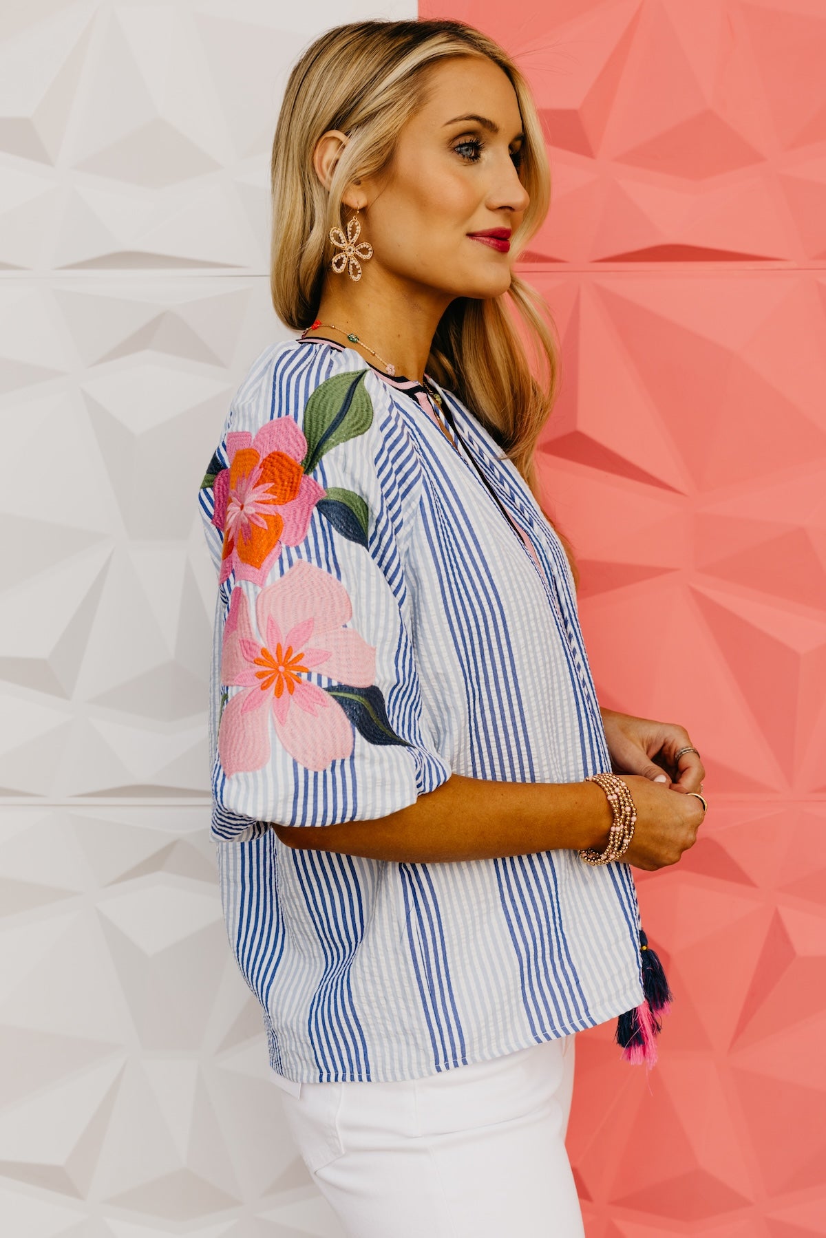 The Luca Embroidered Puff Sleeve Top