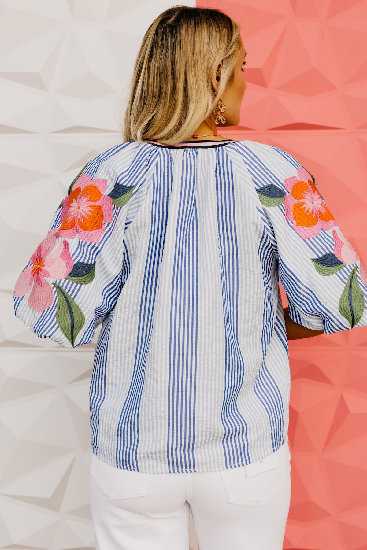 The Luca Embroidered Puff Sleeve Top