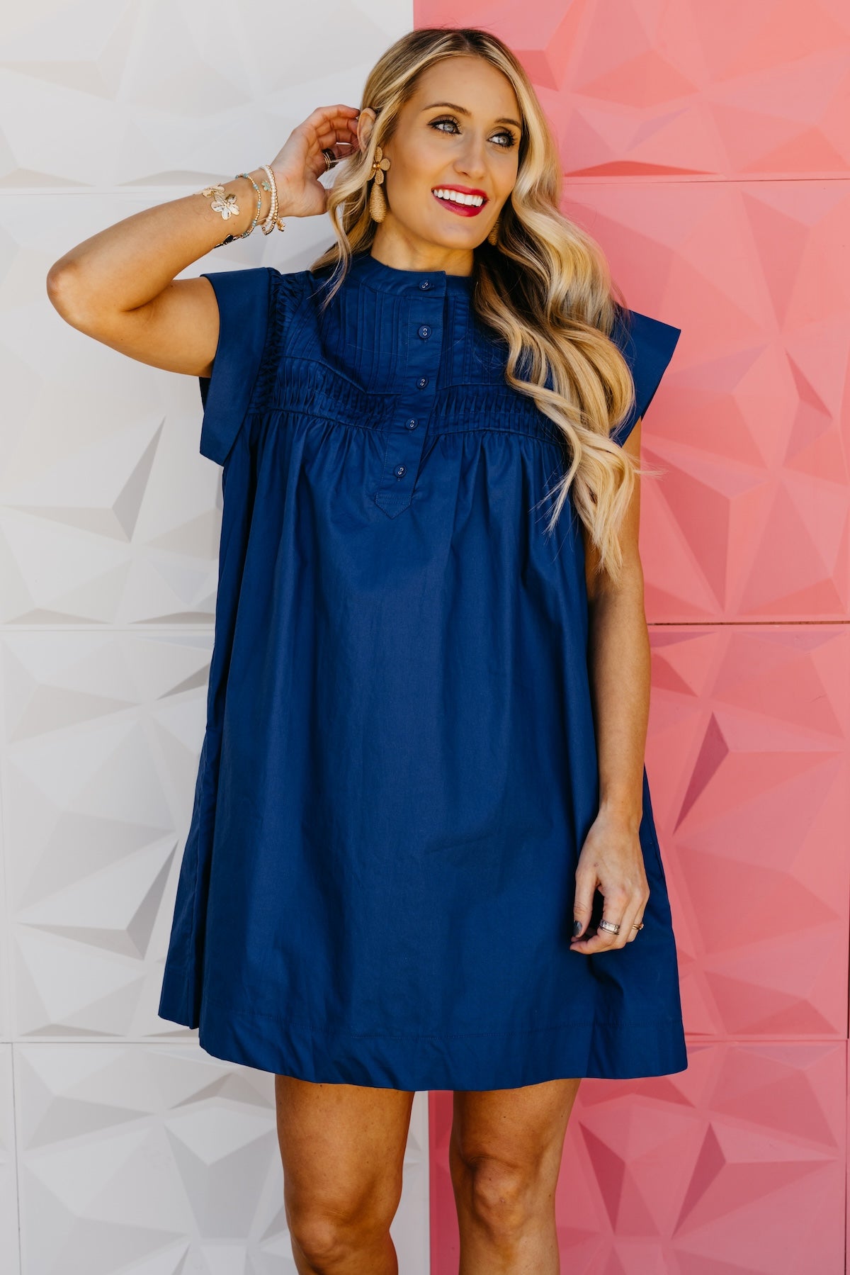 The Khloee Drop Shoulder Pintuck Mini Dress